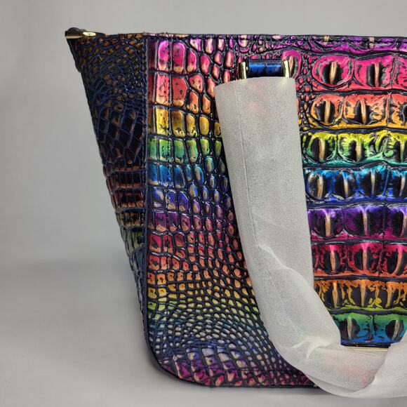 BRAHMIN Small Ashlee Technicolor Rainbow Melbourne Satchel Leather NWT - Picture 5 of 15